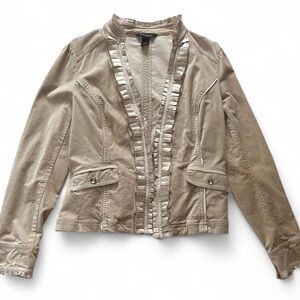 White House Black Market Taupe Ruffle Blazer